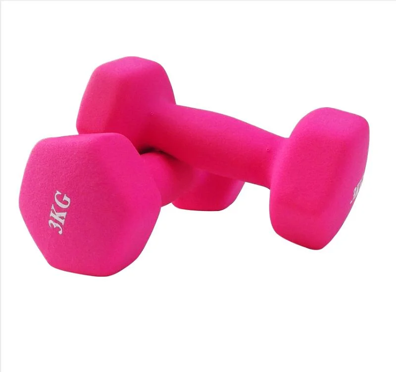 China Customizable High quality/High cost performance  Gym Equipment Fitness Training Neoprene Dumbbell Vinyl Dipping Rubber Coated Color Hex Power Lifting Sport Dumbbell