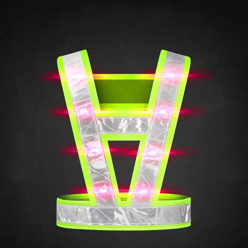 Green Safety LED Reflective USB Rechargeable Harness Vest Body Strap Belt for Outdoor Running Jogging Cycling Sport