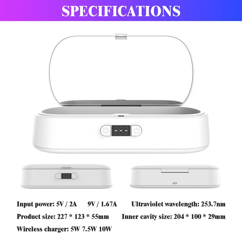 Manufacturer Direct Ultraviolet Disinfection Box Mobile Phone UV Sterilizer Wireless Charging Glasses Jewelry UVC Mobile Phone Sterilizer