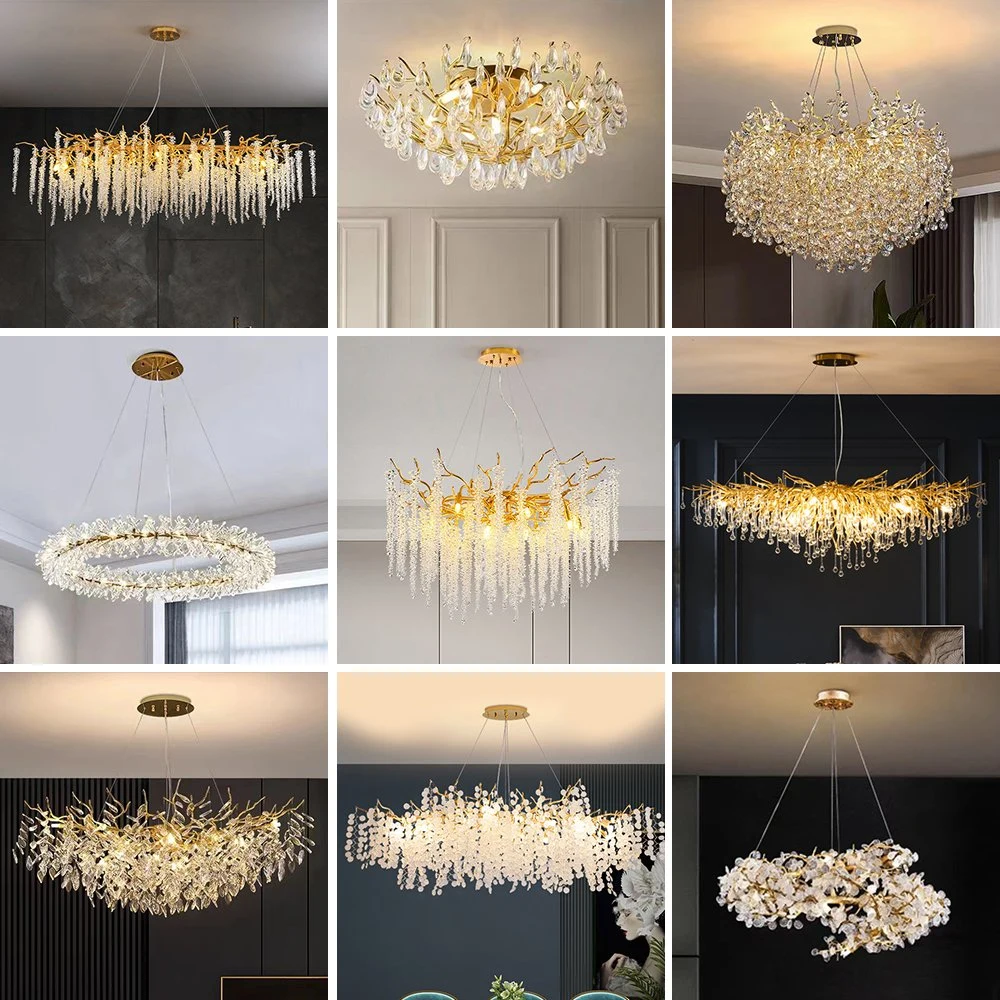 Modern Luxury Crystal Chandelier for Living Room Large Hanging Pendant Lamp Lighting