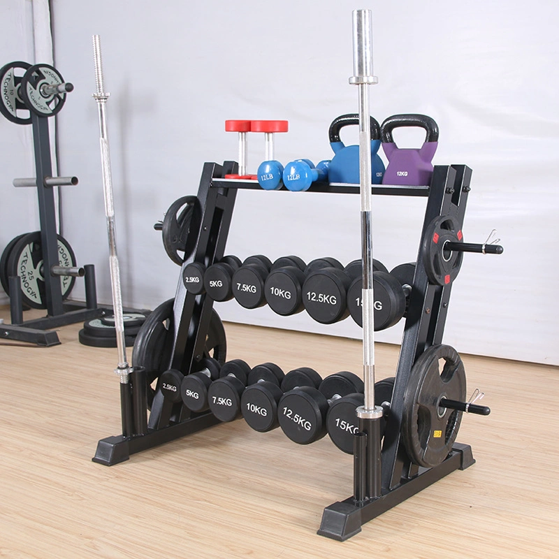 Gimnasio comercial de nivel 3 Use estante de almacenamiento de pesas ajustable Soporte