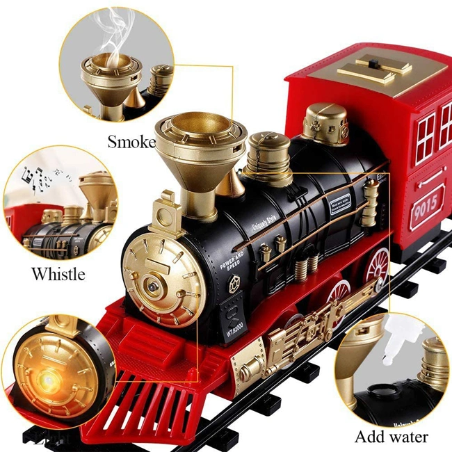 Electric Classical Train Track Toy Christmas Gift Kids Electric Train Toy Attractive Slot Toy Train Set with Smoke