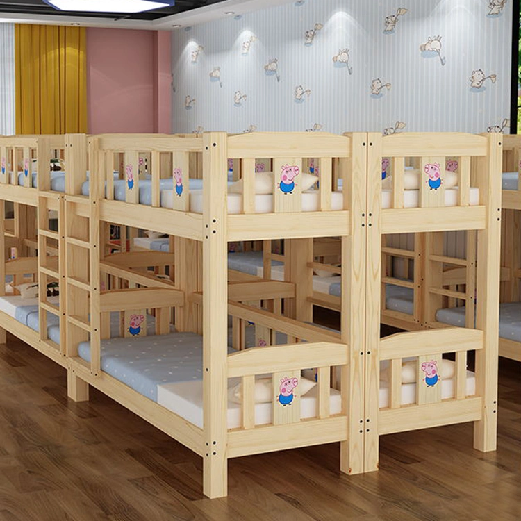 Made in China Kids Furniture Material Friendly OEM ODM Walnut Color Optional Modern Single Double Decker Bed Children Kids Solid Wooden Bunk Bed with Drawers