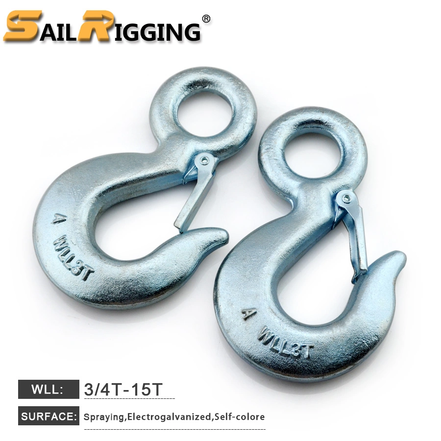 Wholesale/Supplier Hardware Riggingcargo Chain Lift Rigging Alloy Steel Drop Forged Eye Slip Hook with Safety Latch