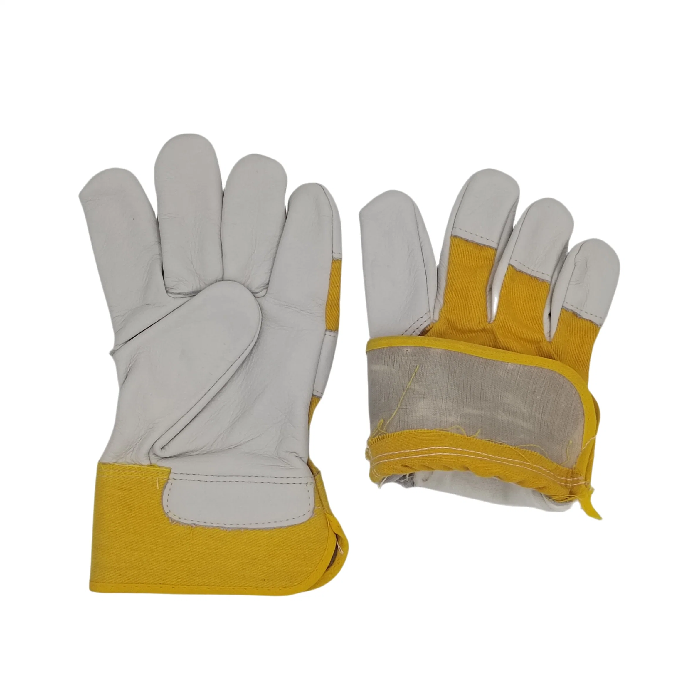 Beige Cow Grain Leather Full Palm Half Lined Construction Work Glove