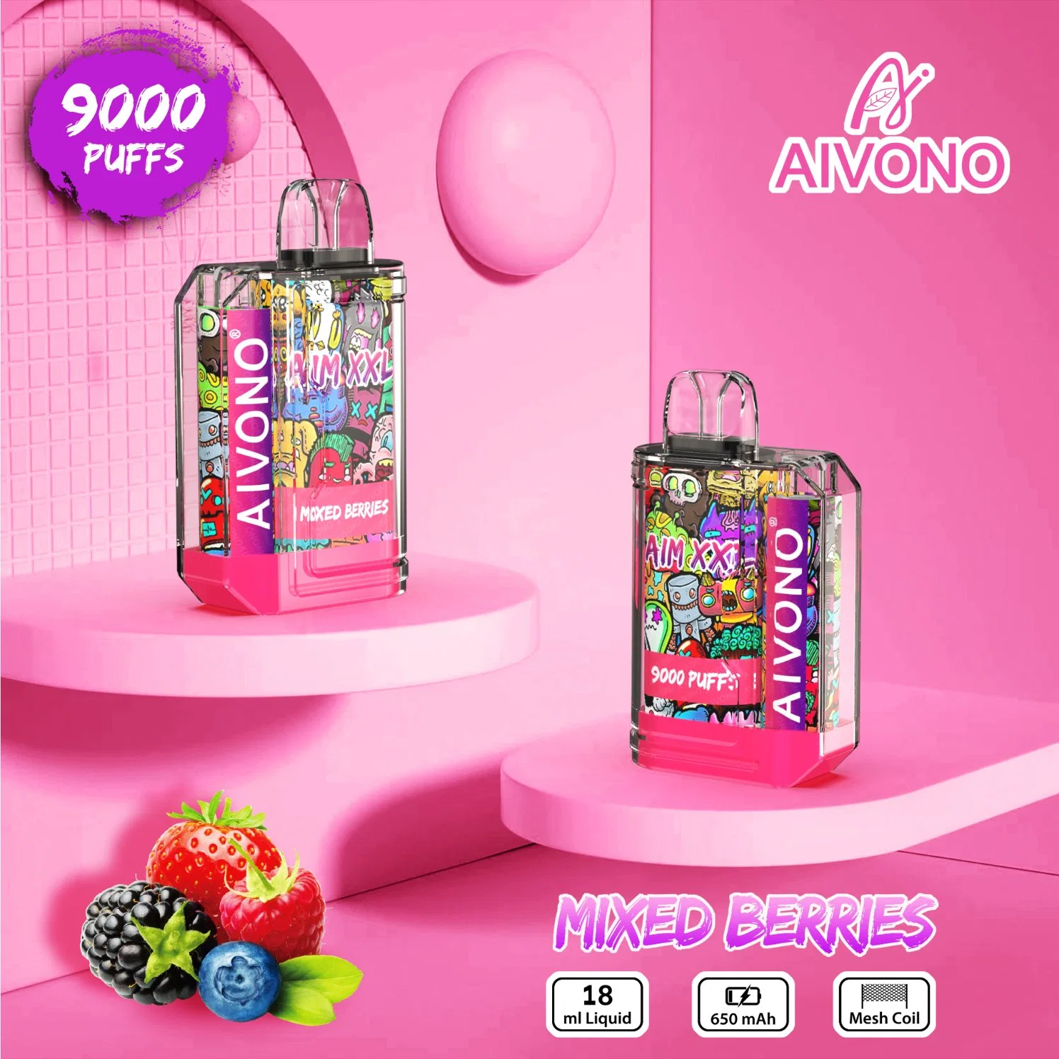 Factory Shenzhen Aivono Technology 9000 Puffs Aim XXL 10 Flavors. Nicotine Is 0%. 2% 5% Adjustable Airflow OEM