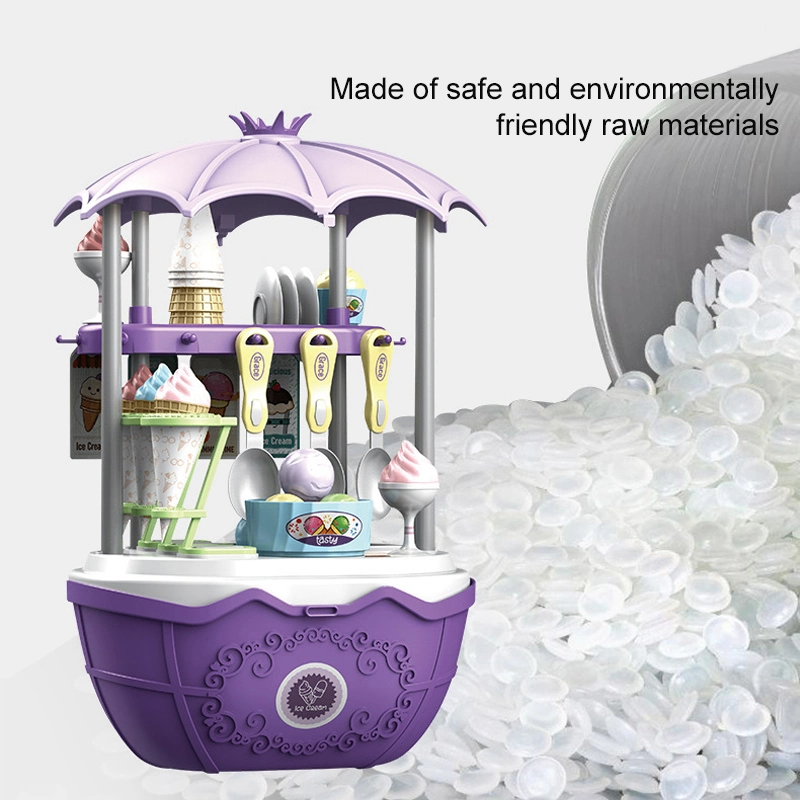 Kids Toy Role Play 4 in 1 Princess Car Multifunction Ice Cream Store Toy Pretend Ice Cream Cart Toy 30PCS