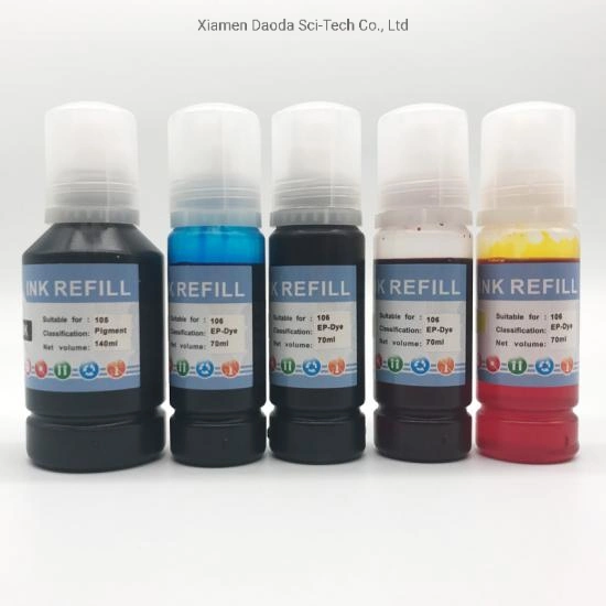 Epson 105, 106 105/106 Color Compatible Water Based Refill Bottle Dye Ink for Epson Ecotank Et-7700/Et-7750/L8180/L7160 Printers