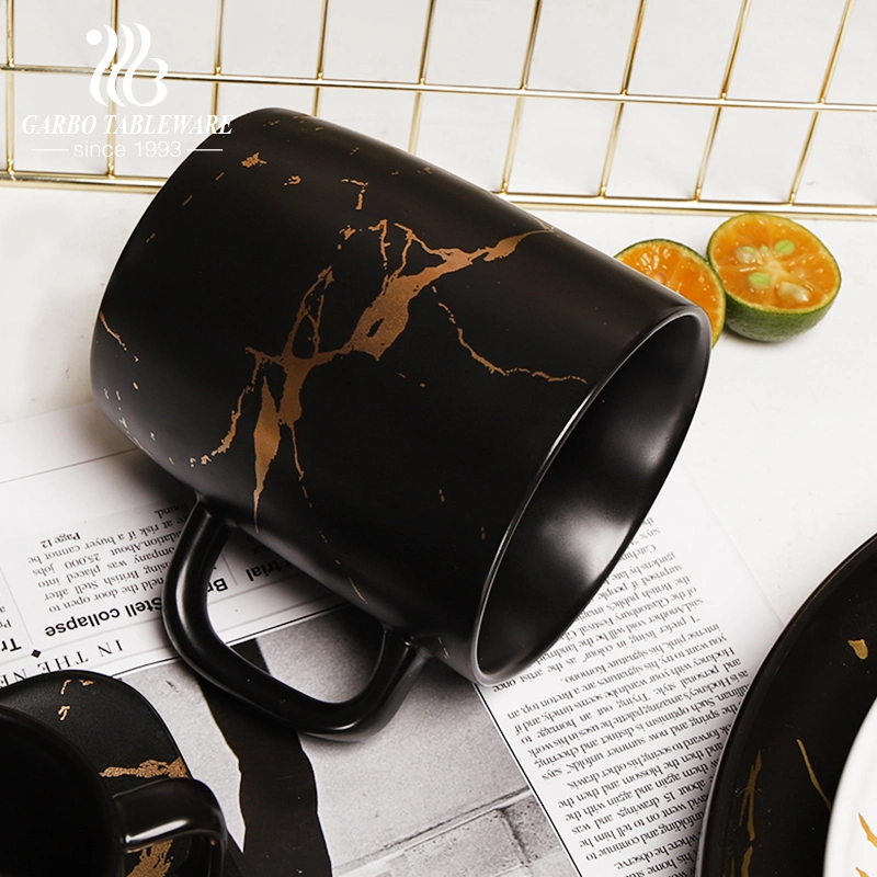 Black White Marble Ceramic Gift Set Customized Wholesale/Supplier Porcelain Plate Bowl Mug Dinner Set