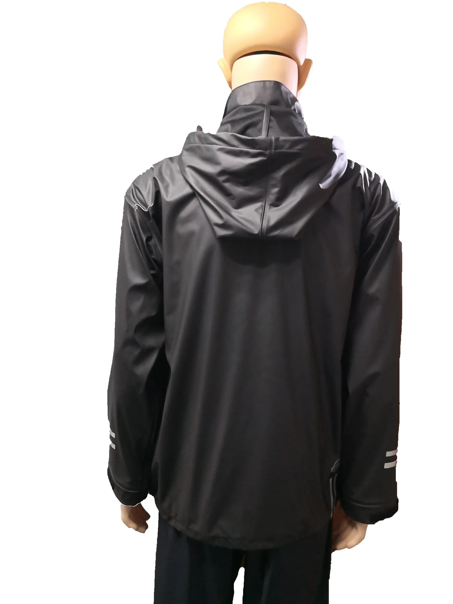 Chaqueta de poliuretano negra reflectante impermeable ropa impermeable personalizada