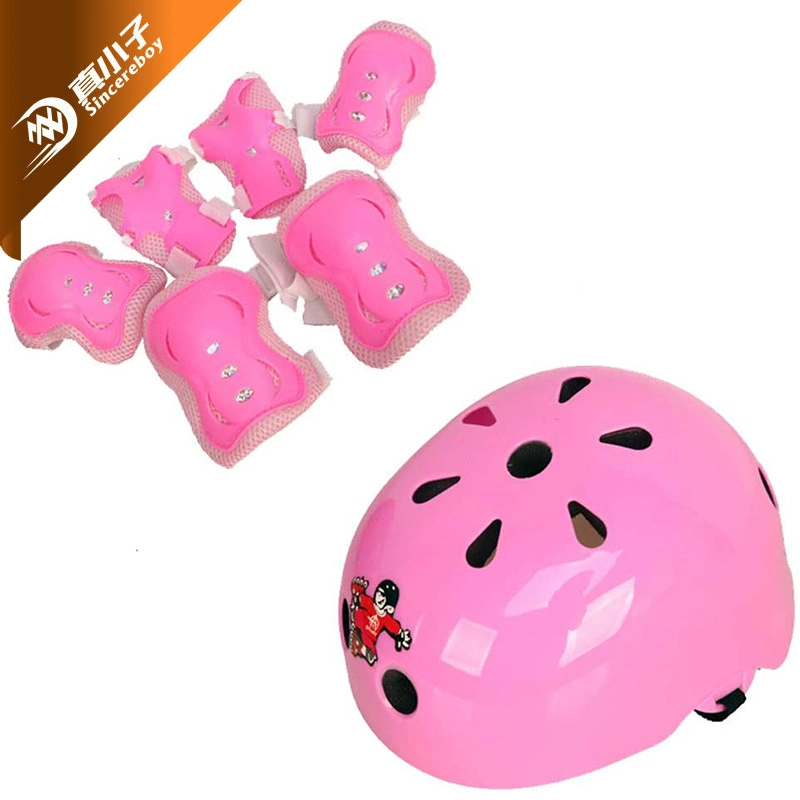 Les enfants Multi Sports Jeu de pignons de protection 7 en 1 Équipement de protection Jeu d'électrodes de casque de vélo de rouleau de planche à roulettes