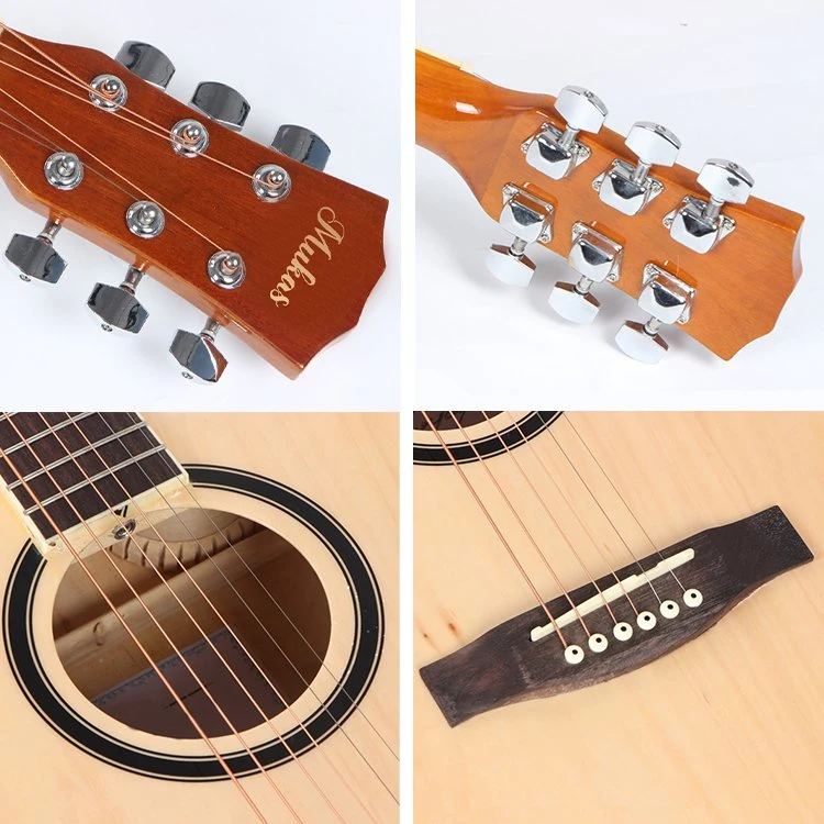 Fábrica de Aduanas instrumentos musicales de madera Jazz Guitarra Folk Guitarra High Guitars brillante Principiante 40inch Basswood Colorful Guitarra acústica