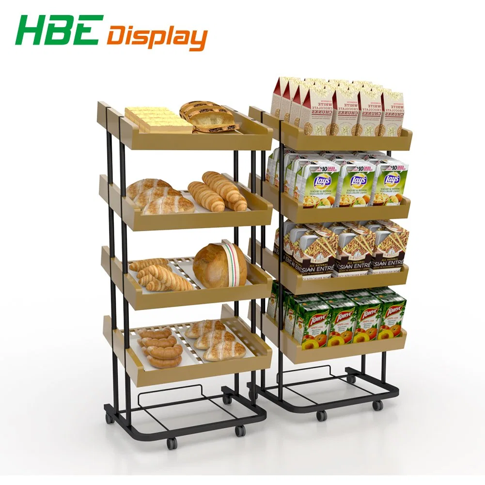 Vier Schicht Kunststoff Brot Kartoffelchips Promotion Snack Display Ständer