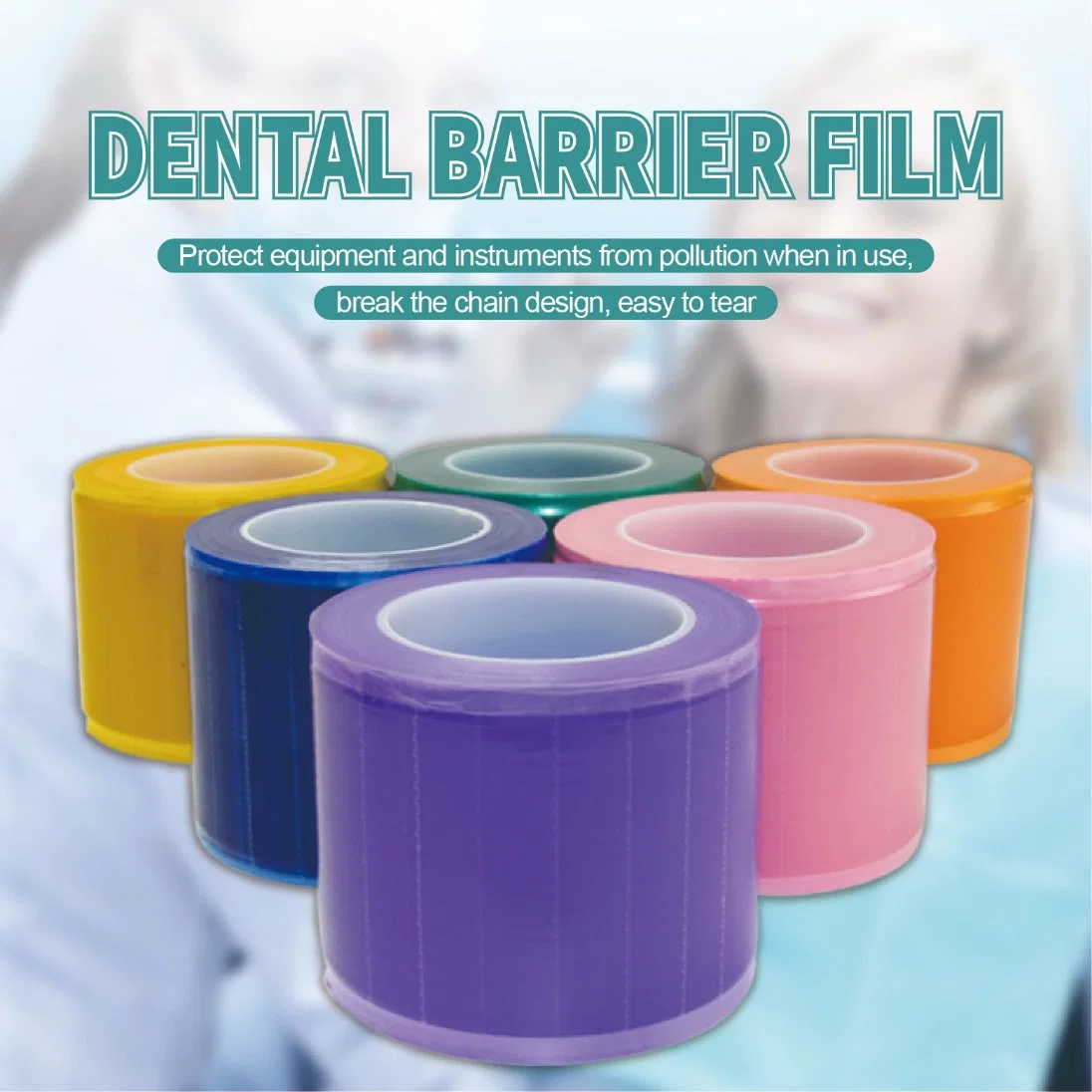 Disposable Barrier Film Roll 1200 Sheets Tape 4''x6'' Dental Equipment Protect PE