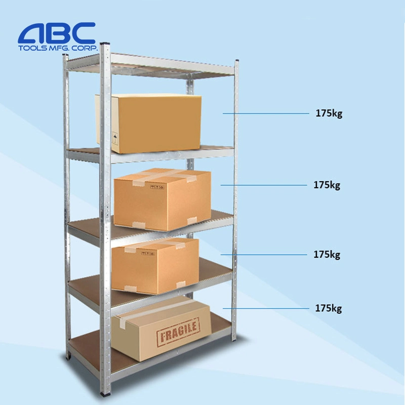 Assemblé sans rivet de rayonnage en métal 5 couches Boltless Steel Shelf Rack pour les supports de stockage