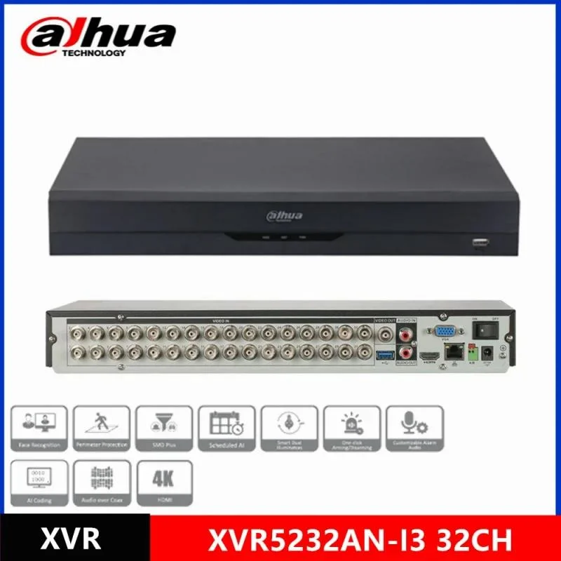 Dahua DVR Xvr Xvr5232an-I3 32 Channels Penta-Brid 5m-N/1080P 1u 2hdds Wizsense Digital Video Recorder
