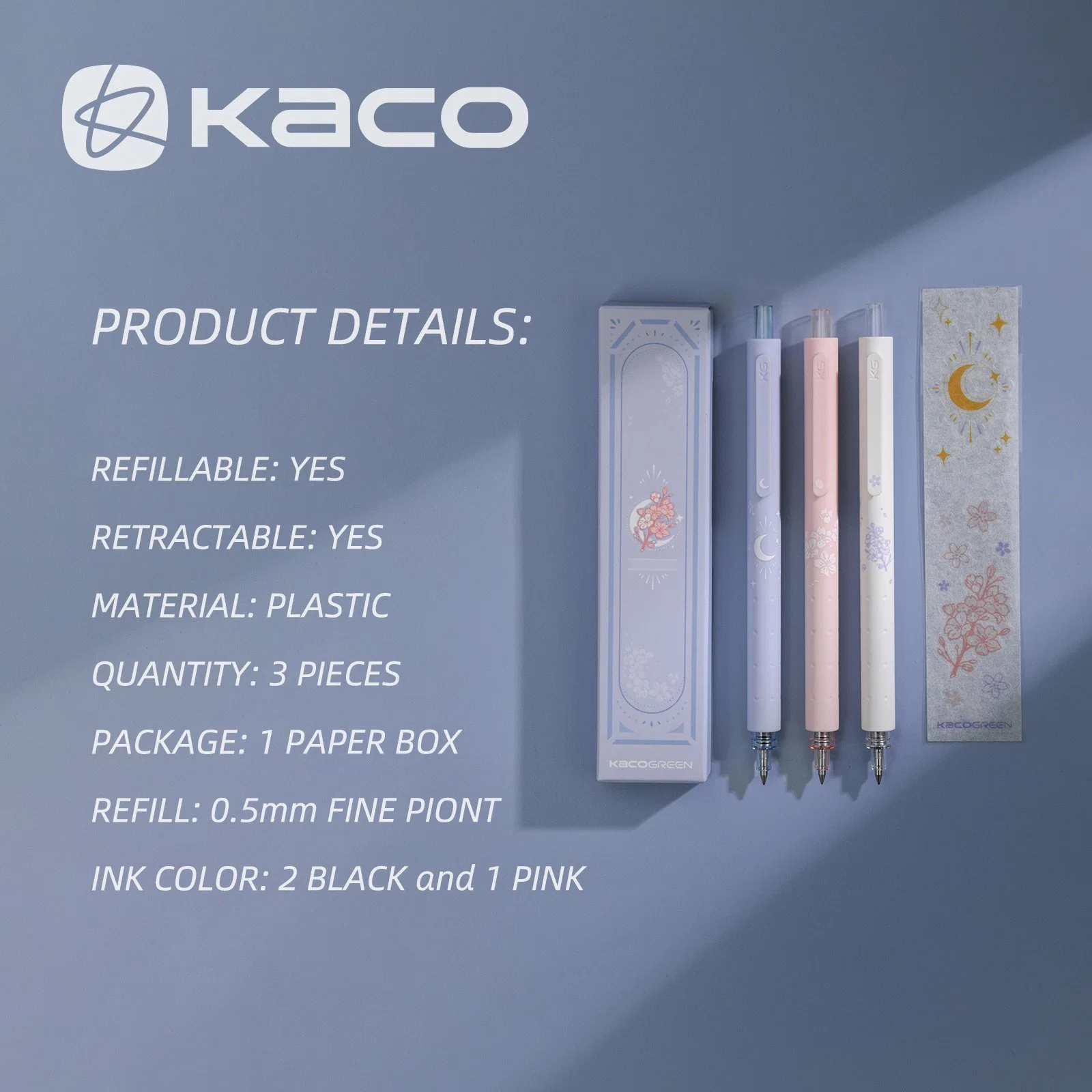 Kaco Rocket Gel Ink Pens Cute Soft Rubber Pen 0.5mm Fine Point Color Pen Sets Refillable Custom Pens Available