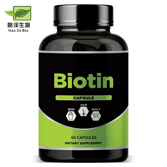 Suppléments de cheveux vitamine H vitamine B7 Biotine poudre / Biotine Capsules