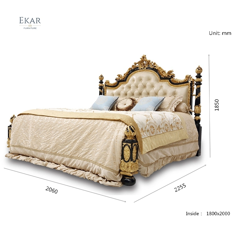 Klassische Europäische Stil Antike Schlafzimmer Möbel Set Geschnitzten Holzkönig Doppelbett