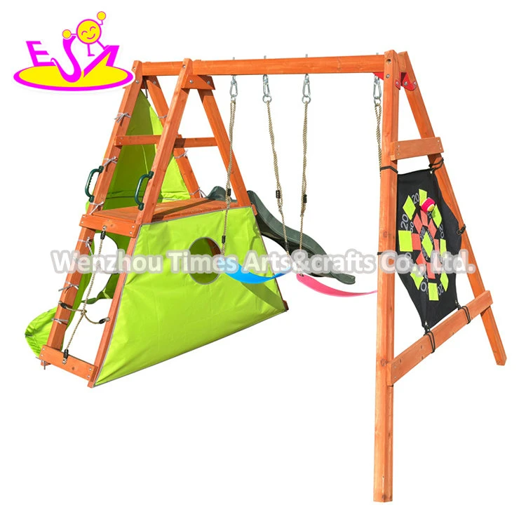 Personalizar equipo de exterior Juego de madera natural patio trasero para niños W01d280