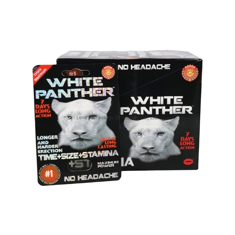 Custom Size White Panther Pills Box Package