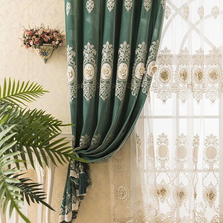 Luxury União Palace Villa Bordados Elegantes frescos Jacquard Romântico Cortinas simples para sala de jantar quarto Windows