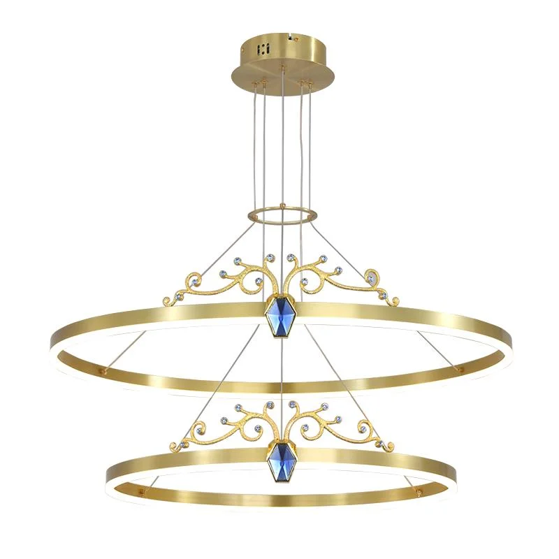 2022 Einfach Hängend Dekorative Decke Anhänger Lichter Kreis Ringe Acryl Luxus Gold moderne LED Kronleuchter