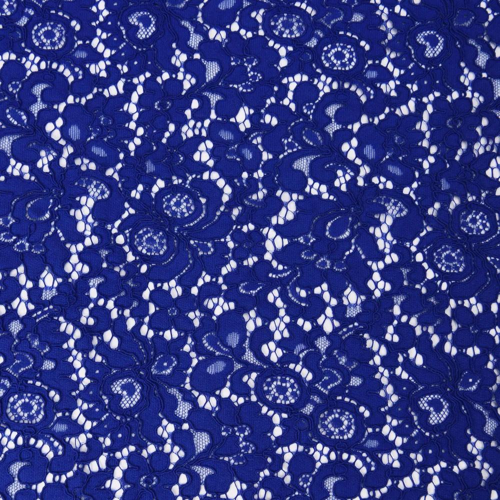 Con cable Floral estiramiento Spandex tejido de encaje - Navy Blue