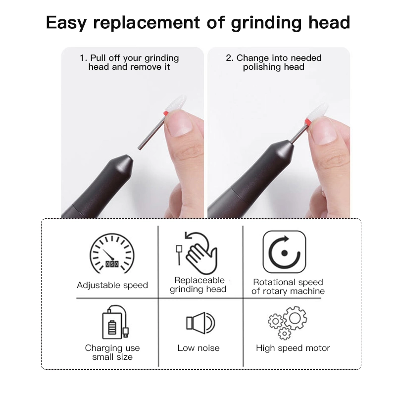 تمرين الأظافر اليك باستخدام Nail Drill Nail Drill Pedrail نail Pedricure Nail مثقب تجليخ الجص محمولاً لماكينة الثقب بالسائل الواحد