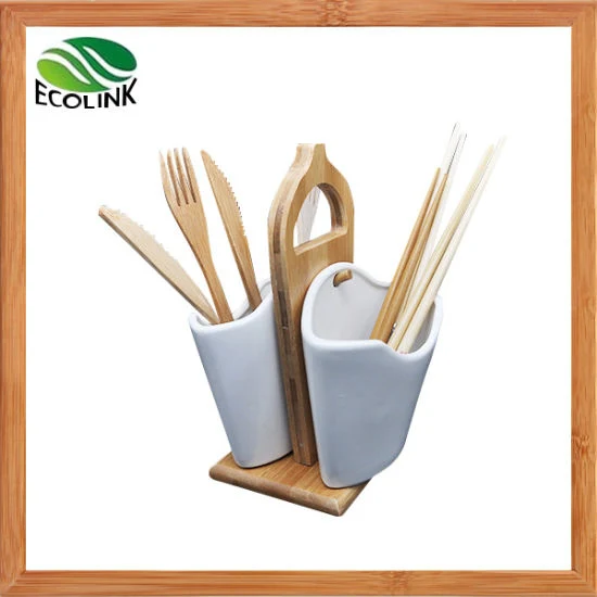 Rotatable Bamboo Utensil Holder Kitchen Utensil Organizer