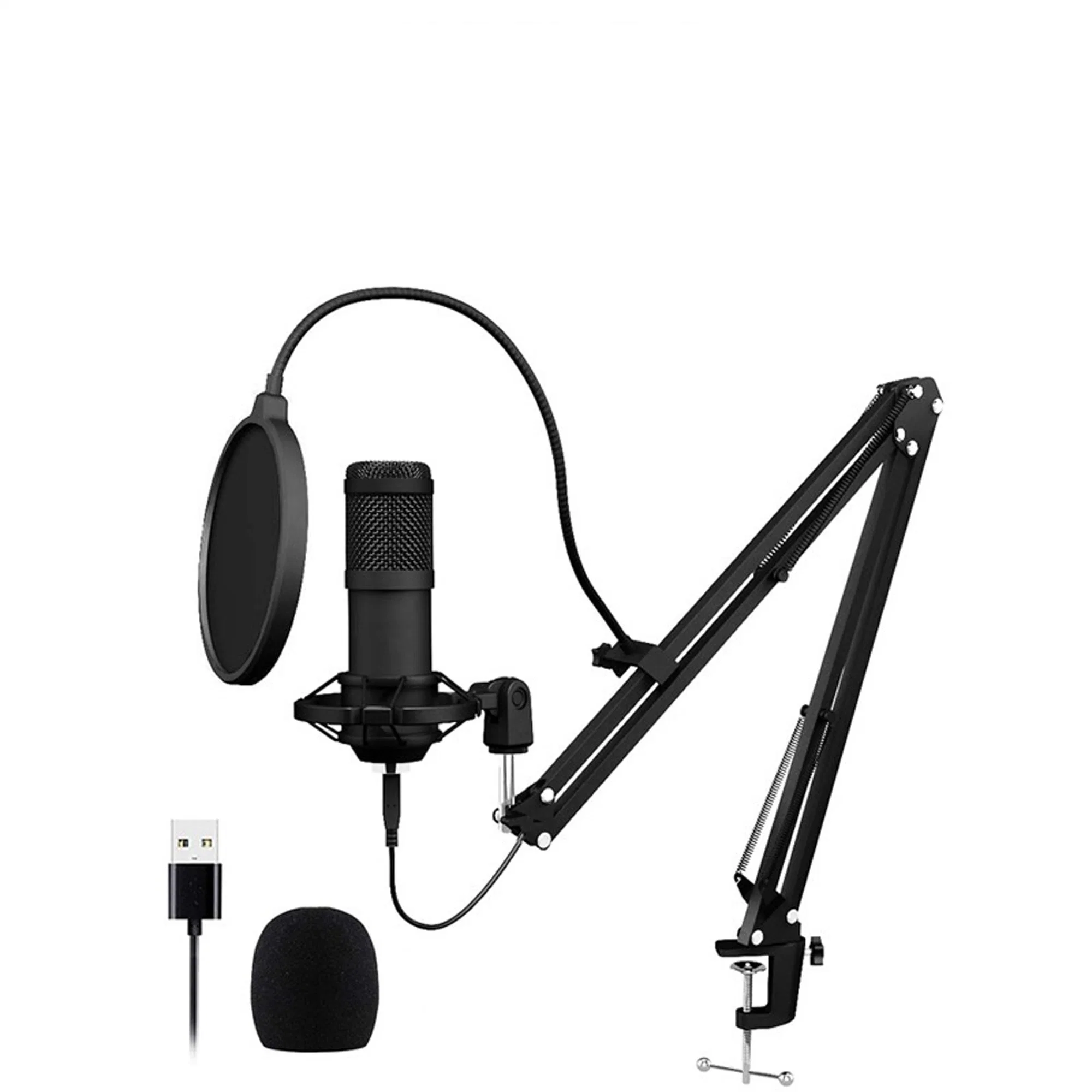 192 kHz 24 bit Plug &amp; Play Podcast condensador cardioide PC Mic Metal Kit para cantar Youtube micrófono USB