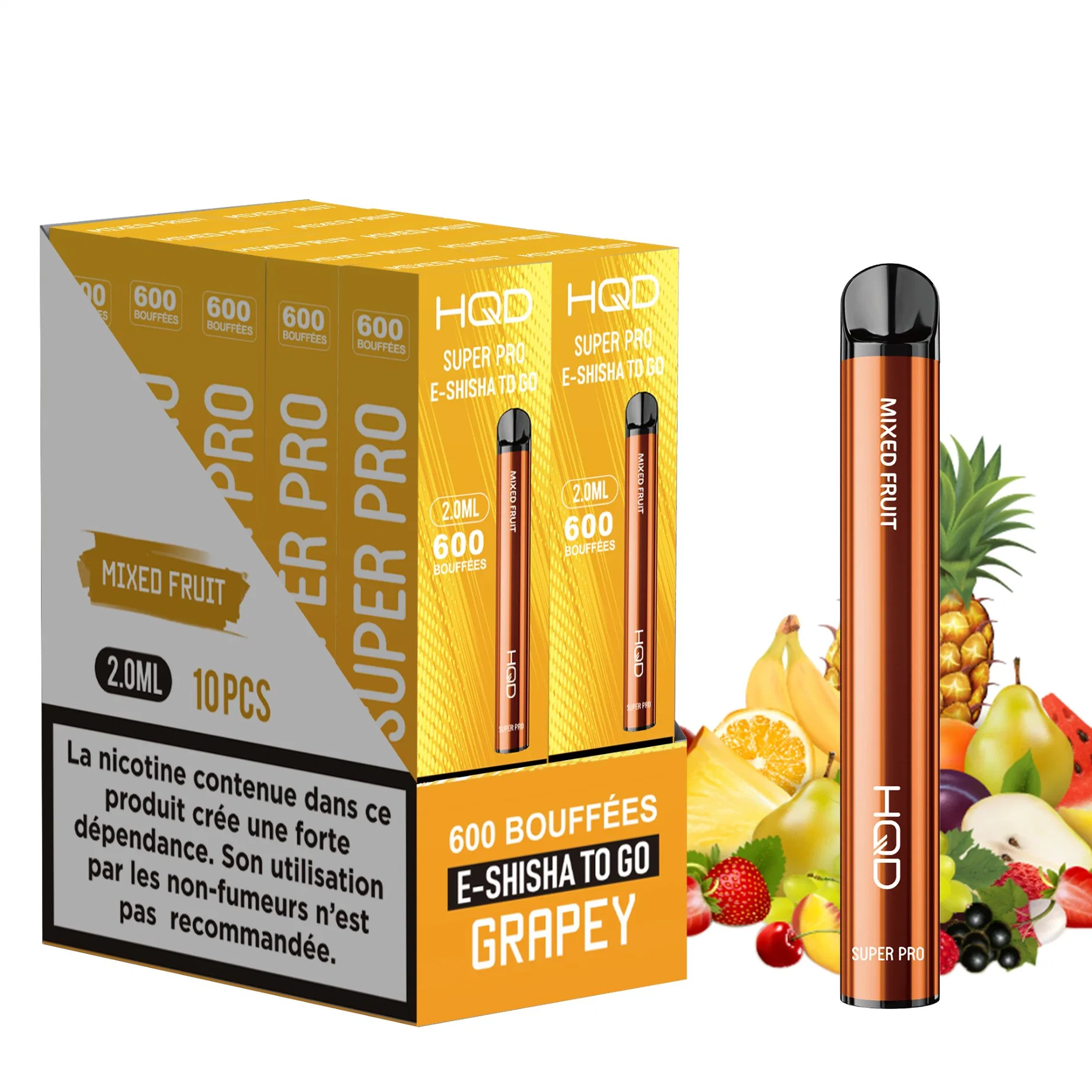 Dispositivo de vaina de tanque desechable VAPE HQD Super PRO 600 Puffs Cigarrillo electrónico