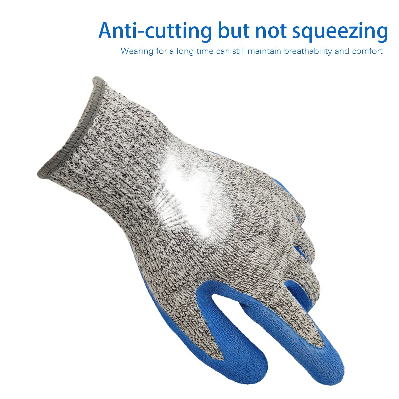 China Großhandel/Lieferant Bauarbeit Polyester Hppe Anti-Cut Handschuhe Grau Nylon Gestrickte Latexhandschuhe Mit Knittermuster