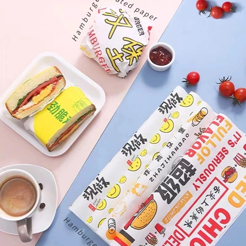 Biodegradable Eco Friendly Custom Logo Printed Grease Proof Oil Grease Proof Wax Food Wrapping Paper