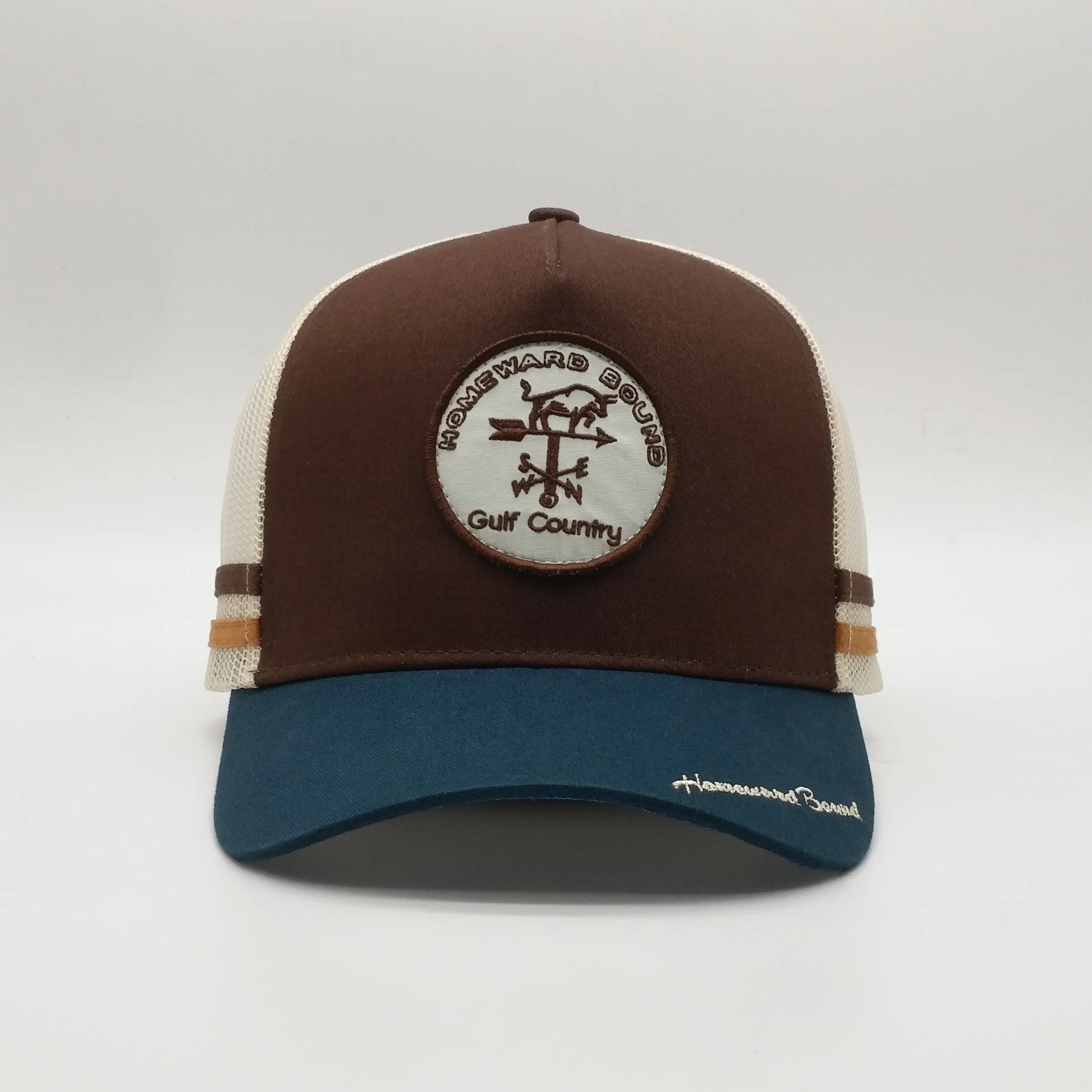 Custom Hohe Qualität Australian Land Hohe Profil 5 Panel 2 Gestreifte Hut Trucker Caps