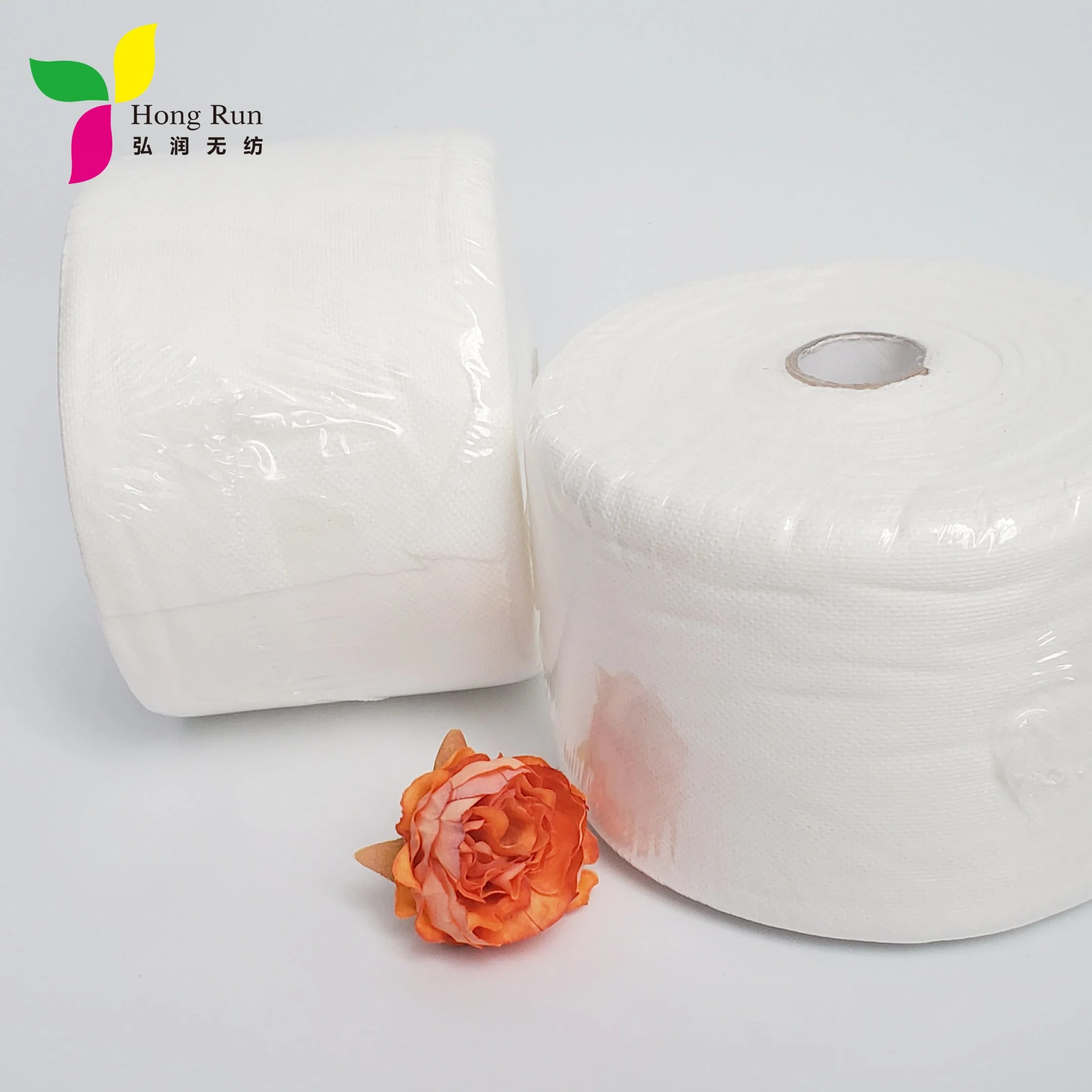 Plain Grain Disposable Nonwoven Cosmetic Use Dry Face Towel Tissue in Rolls