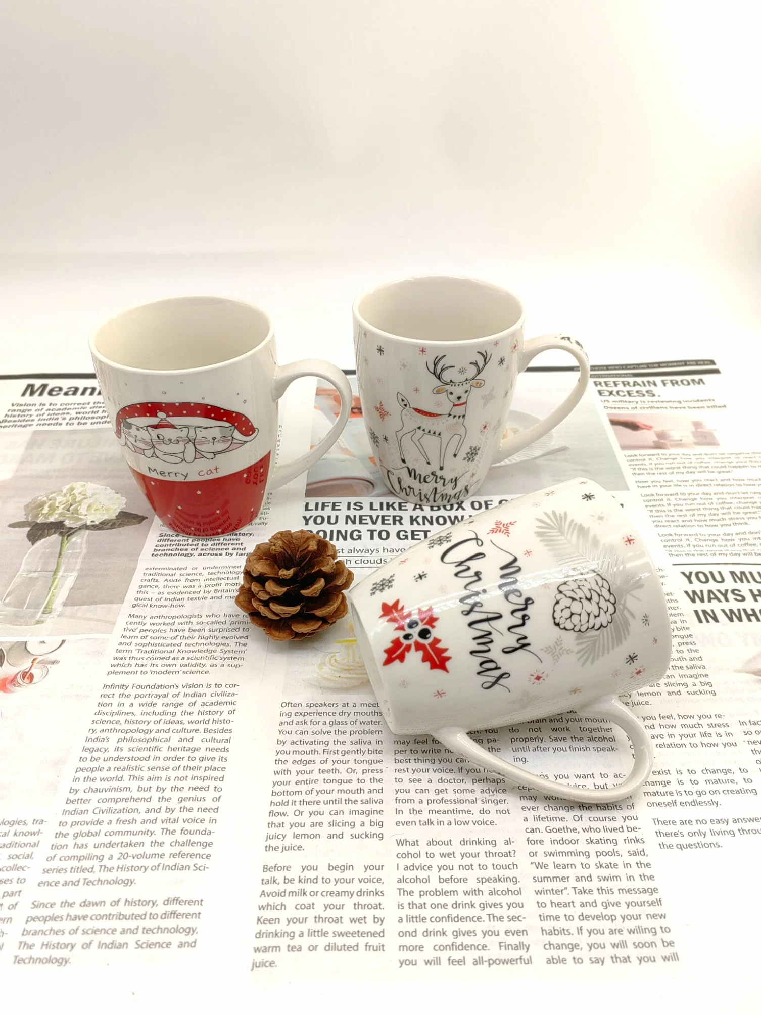 New Bone China Ceramic Decals Mugs Merry Christmas Gift Coffee Mug Porcelain Tea Cups