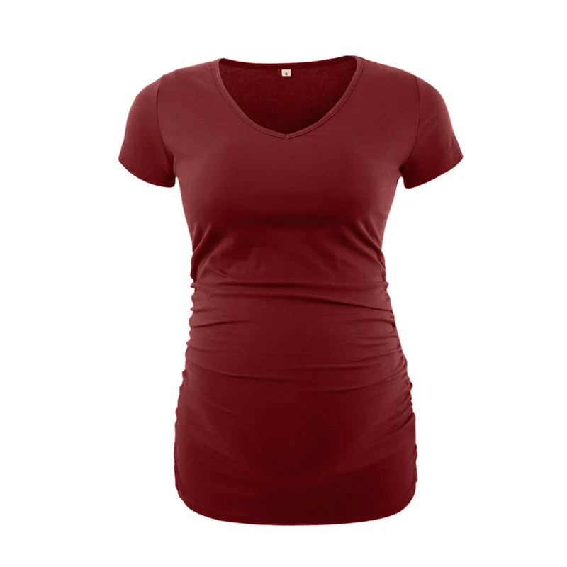 Hauts de grossesse à col en V manches courtes chemise de grossesse vêtements de grossesse Vêtements pour femme T-shirt d'été décontracté