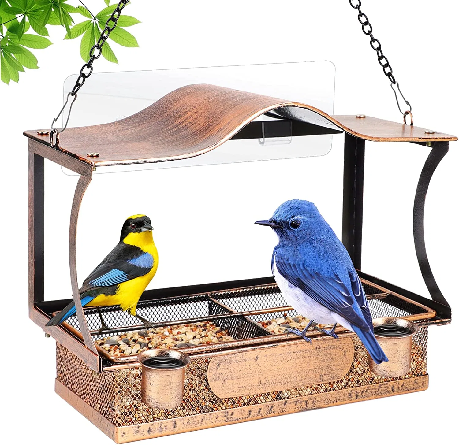 Jh-Mech Outdoors Equipped with Special Water Container Bird Feeders for Outdoors Hanging Gold Powder-Coating Window Bird Feeder