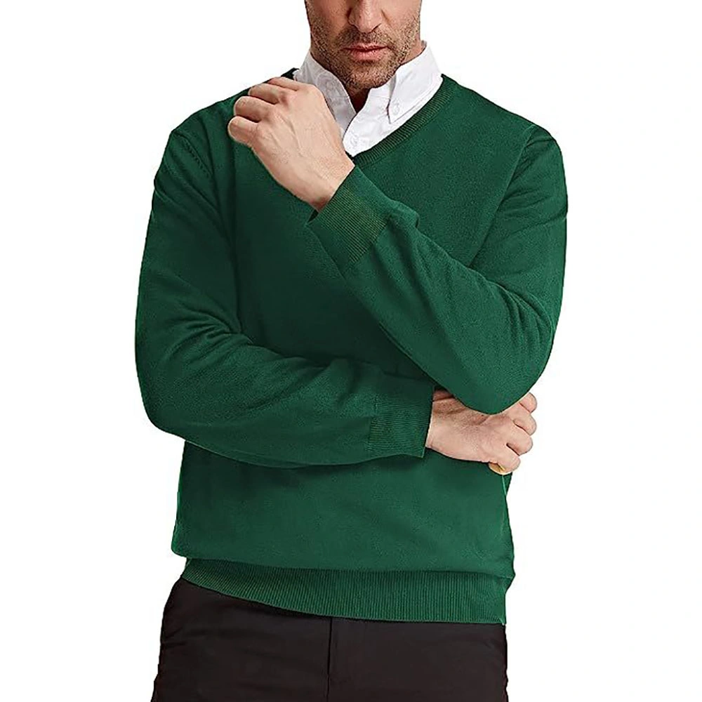 Men's V Neck Pullover Sweaters Classic Long Sleeve Knitting Sweater