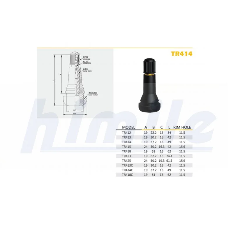 Himile Aluminum Car Tyre Valve Tr413 Inner Tube Tyre Valve Tubeless Tire Valve EPDM, Tire Valve Auto Parts.