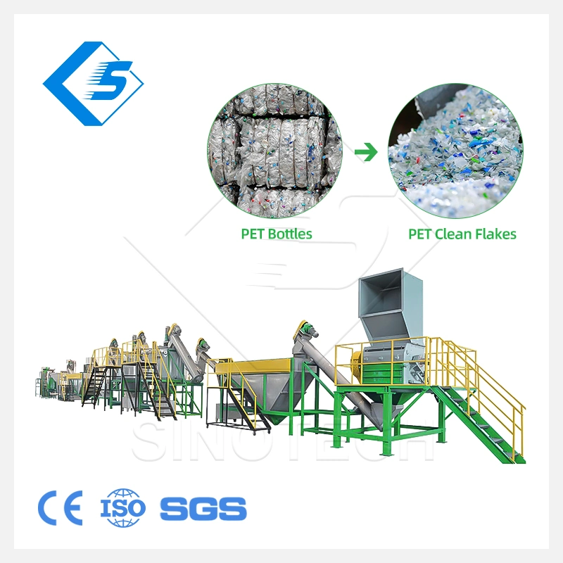 High Output 300-2000kg Per Hour Hot Washed Pet Bottle Crushing and Washing Urban Waste Recycling Line in 10 Steps