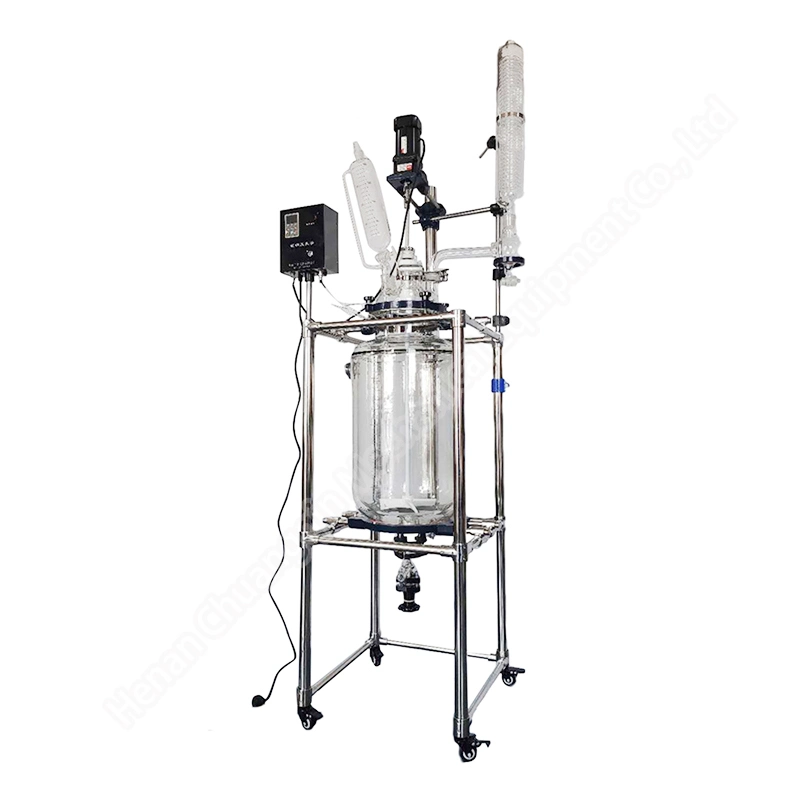 Glass Reactor 50L Glass Flask Reactor Glass Crystallization Reactor Glass Reactor Bioreactor Glass Laboratory Reactor System 50L Glass Reactor