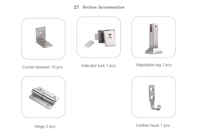 Stainless Steel 304 Sanitary Hardware HPL Toilet Cubicle Accessory