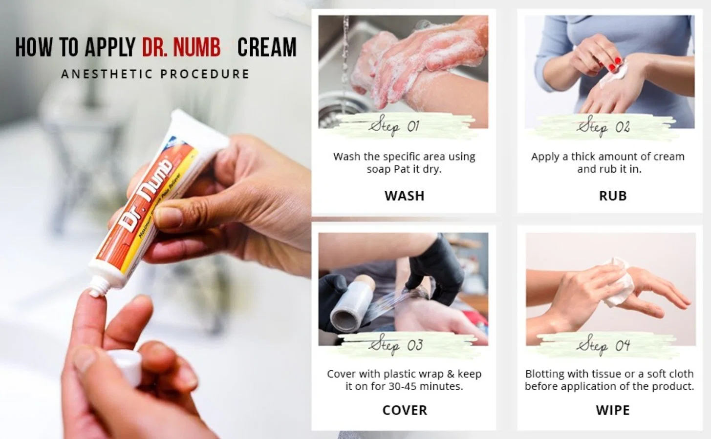 Fábrica OEM Dr Numb Crema de maquillaje permanente ceja instantánea Alivio del dolor y la hinchazón Crema anestésica tópica