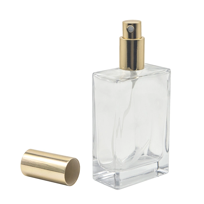 Silver Gold Perfume Bottle 30ml 50ml 100ml Rectangular Screw Neck Perfume Bottle Sprayer