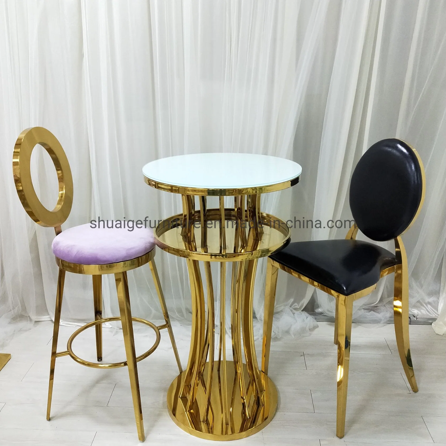 Luxury Banquet Wedding Gold Stainless Steel Bar Table