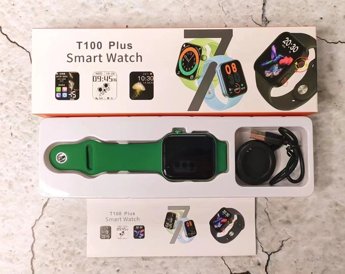 T100, plus gros Fty veille 7 sans fil Bluetooth Smart regarder le sport bracelet Montres de cadeaux Smartwatch Téléphone