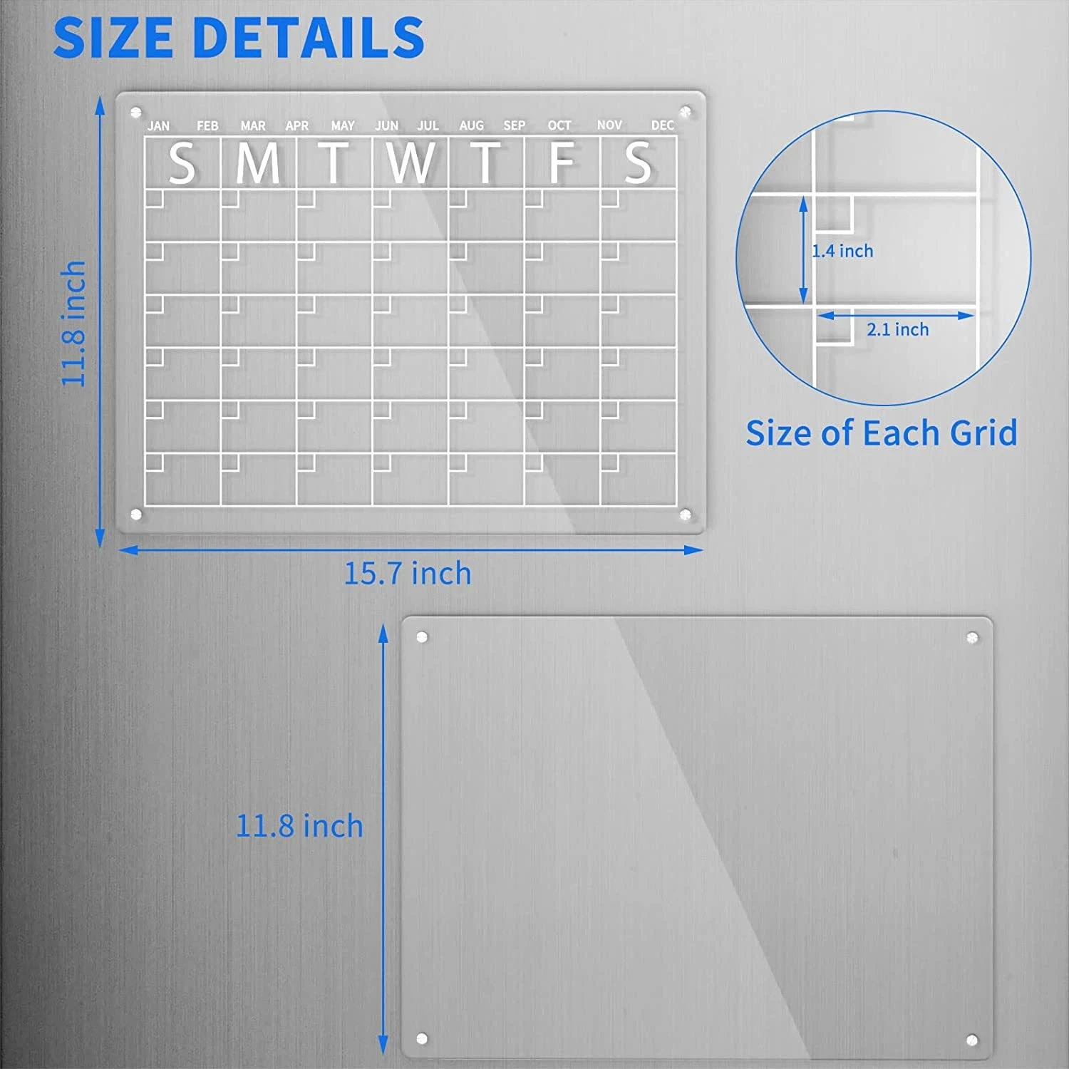 Acrylic Magnetic Dry Erase Board for Fridge 2 Set