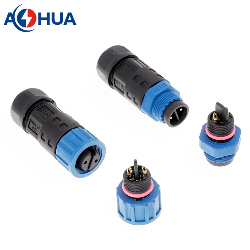 Power Wire Connectors Waterproof Cable M15 3 Pin IP67 Male Plug